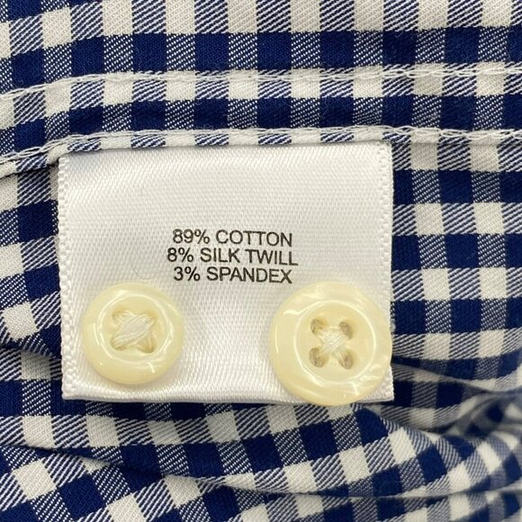 Peter Millar Cotton/Silk Blend Button Down Navy Shirt Men's Size XL - Picture 4 of 6